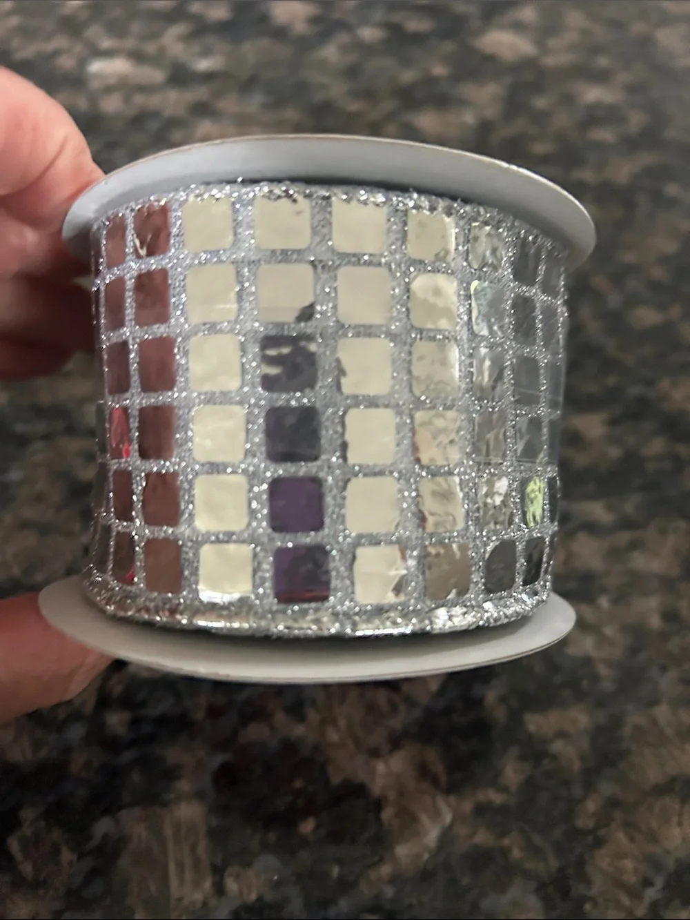 CELEBRATE IT METALLIC DISCO BALL SEQUINS WITED RIBBON 2.5